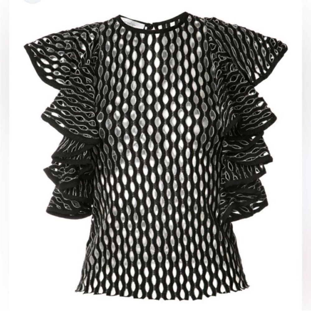 Beaufille Black Ruffled Women's Top, S